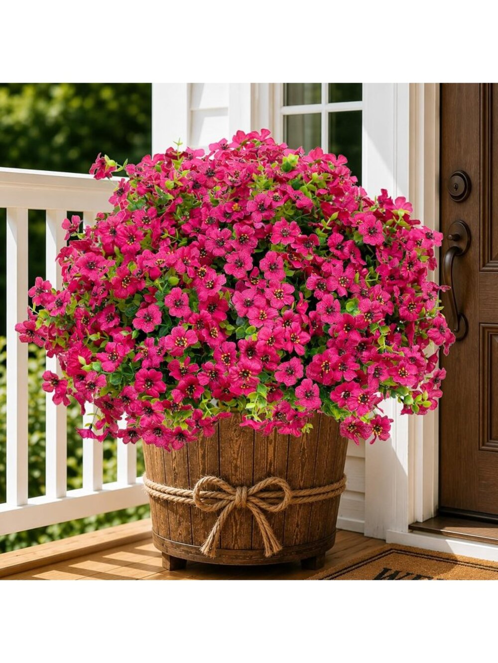 New Flowers for Outdoors, 16 Bundles Fake Plants (Red)
